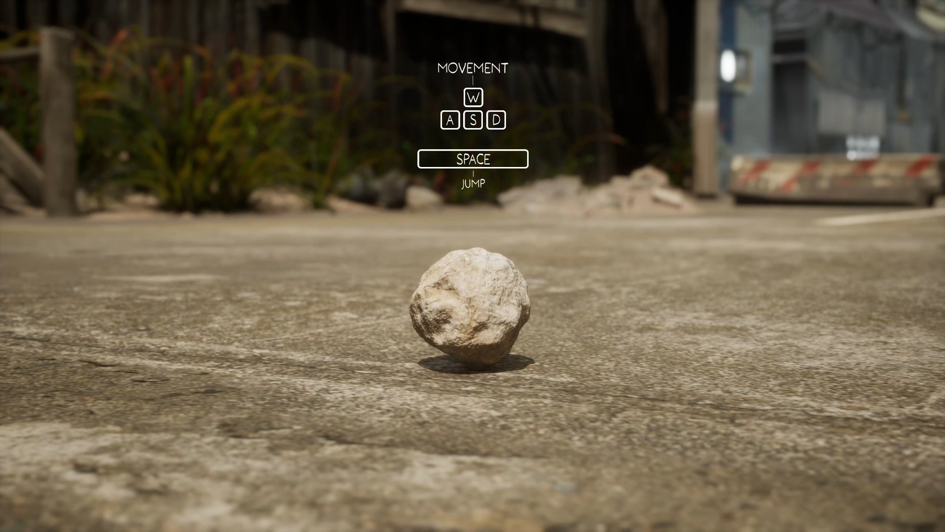 The player as a rock, with movement controls on screen