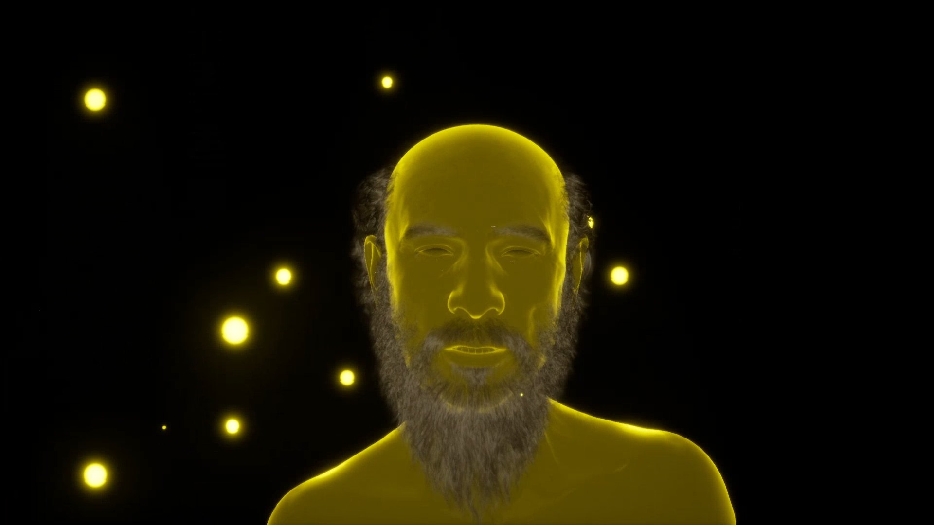 A glowing MetaHuman character in the dark