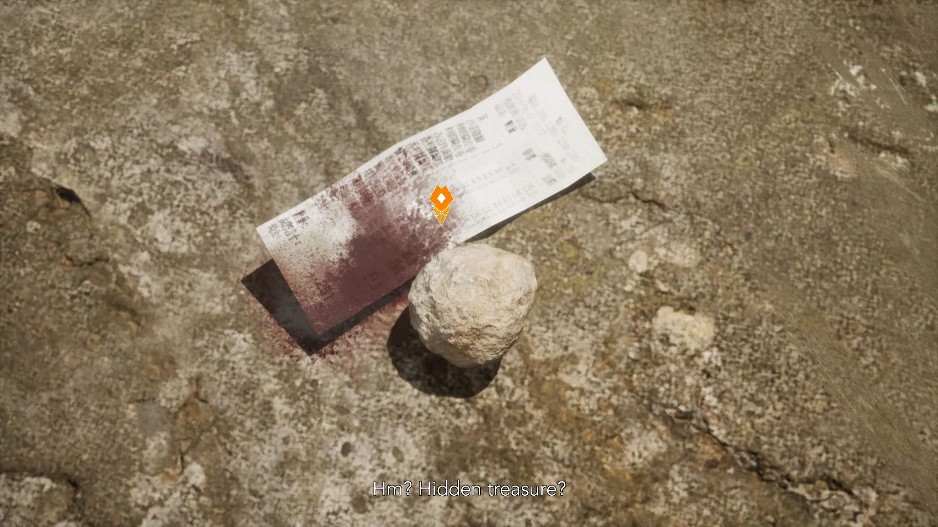 The rock beside a clue on the ground