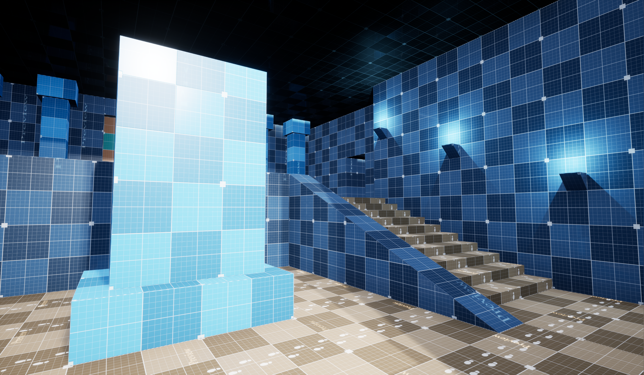 Ruins blockout interior, traversal paths visible