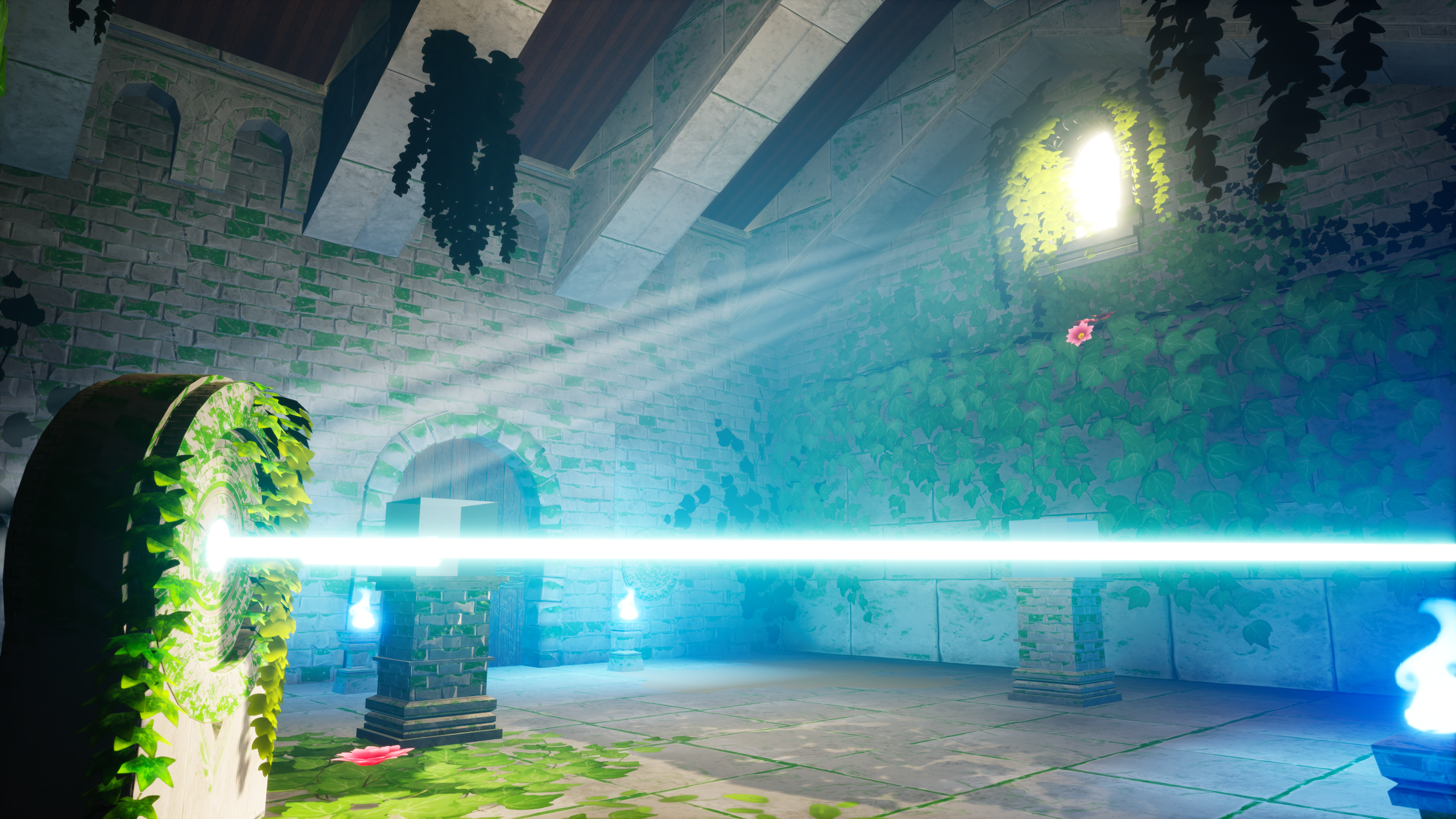 Same Ruins area after art pass — dressed with environment art