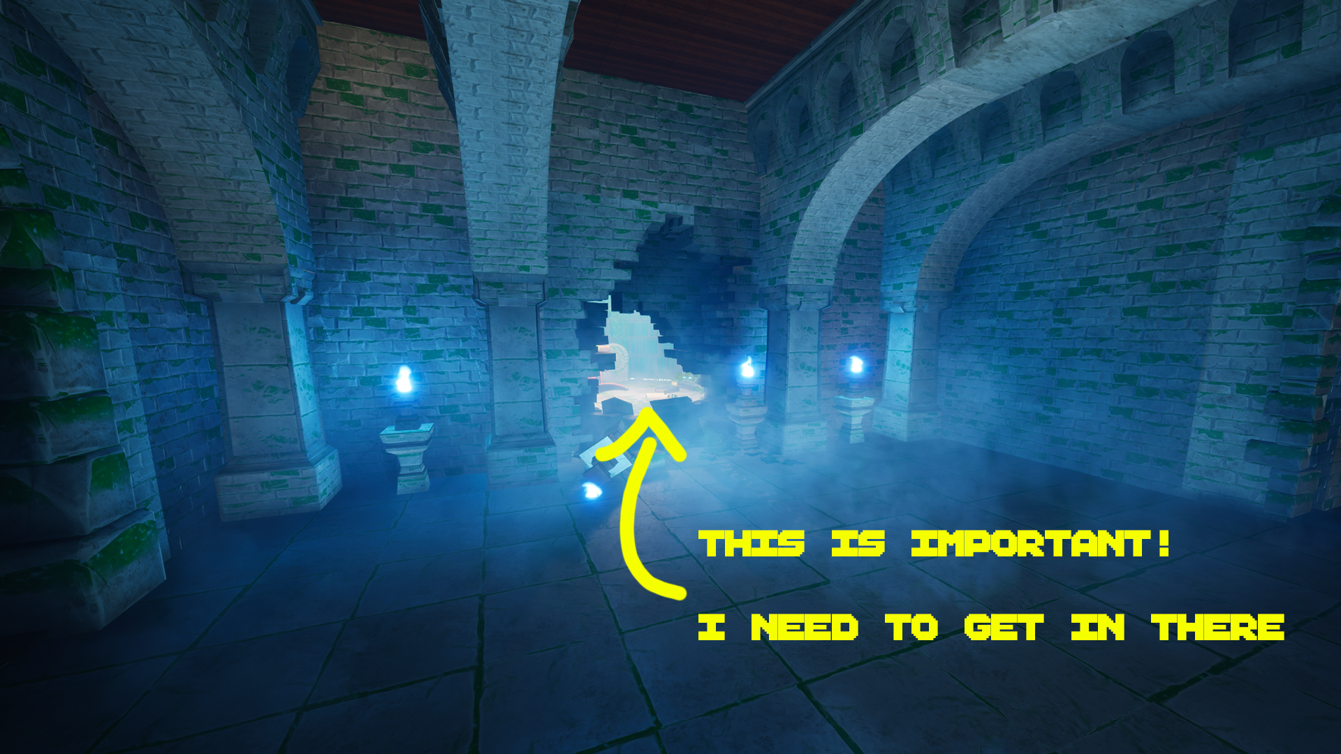 Puzzle solution revealed — lighting logic confirmed by player action