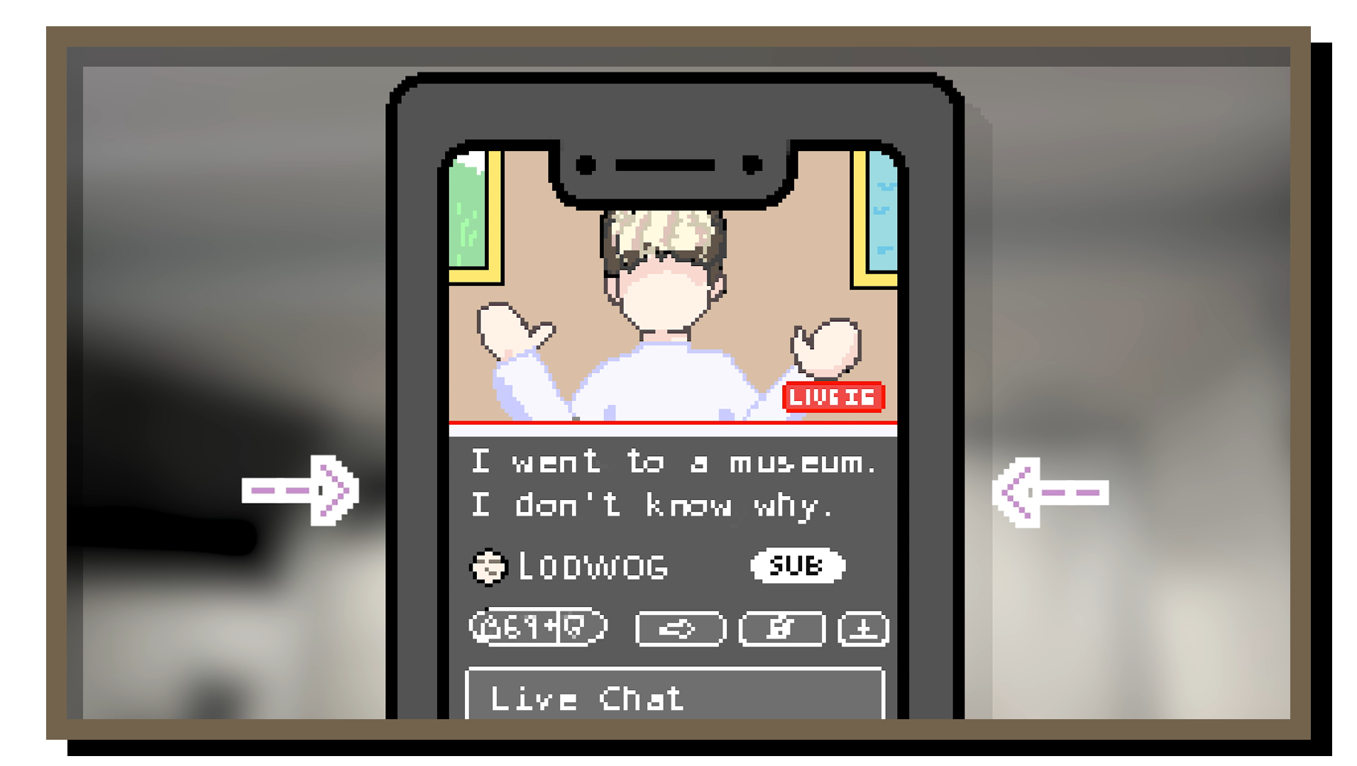 A livestream on the phone screen, with live chat