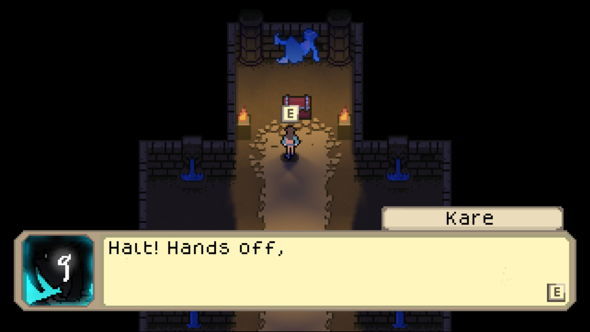 PHASE dungeon dialogue: Kare says Halt! Hands off