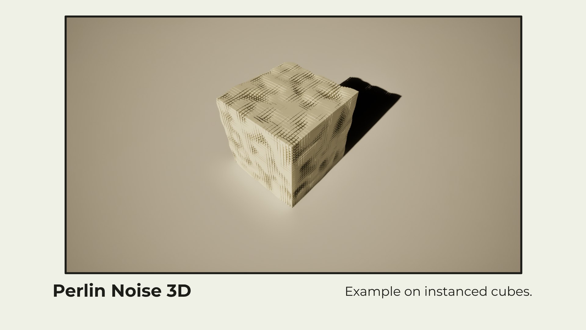 Perlin noise 3D, shown on instanced cubes