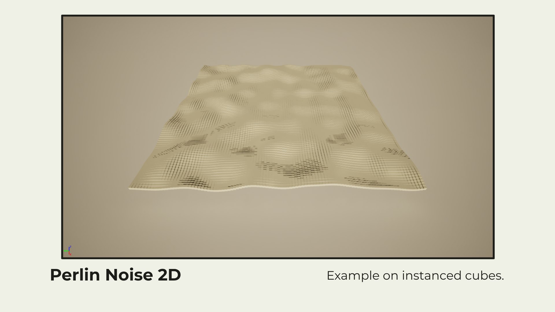 Perlin noise 2D, shown on instanced cubes