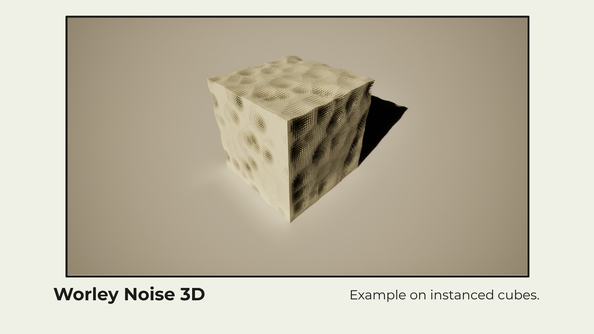 Worley noise 3D, shown on instanced cubes