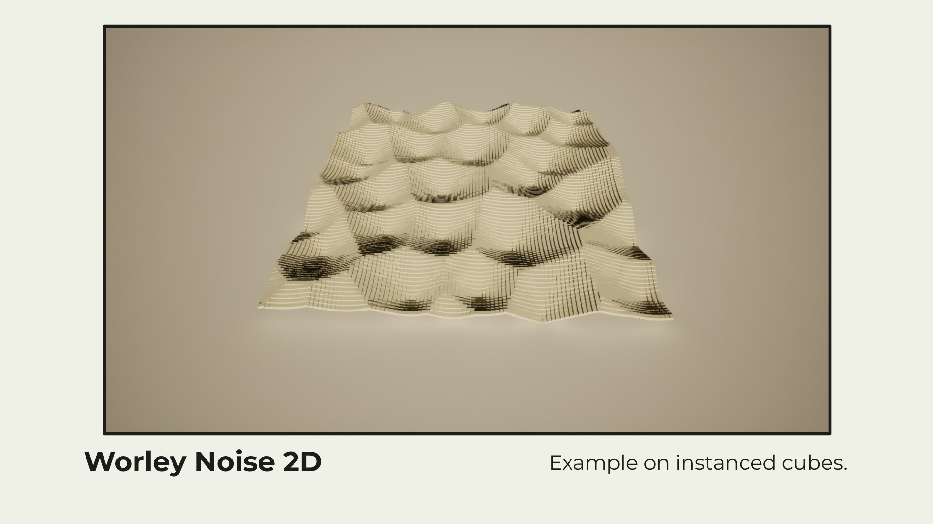 Worley noise 2D, shown on instanced cubes