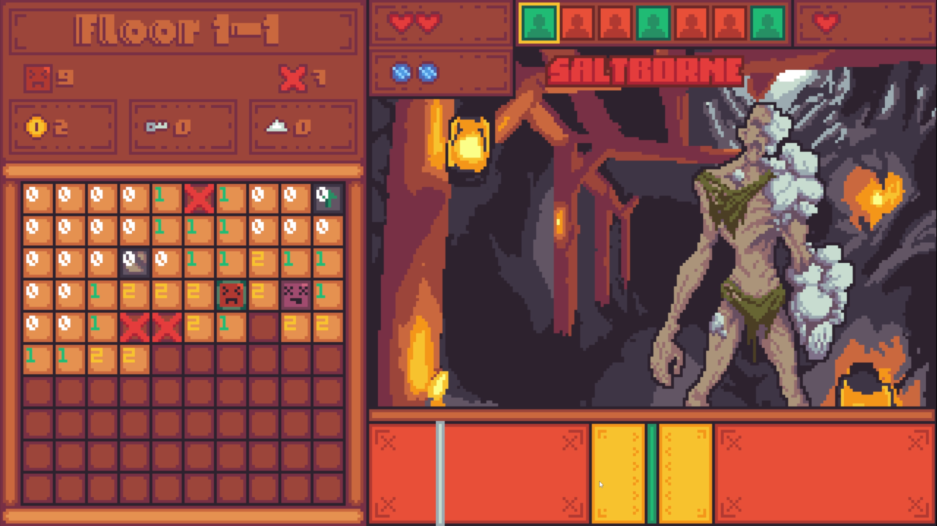 Salt Sweeper combat against the Saltborne, mid-attack with the timing bar active
