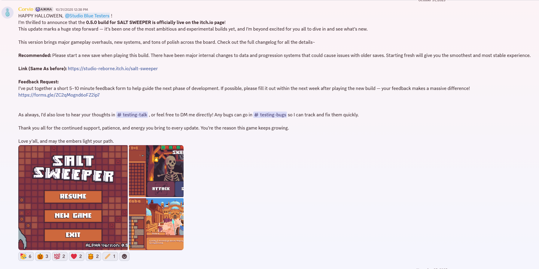 Playtest notes or feedback document from a session
